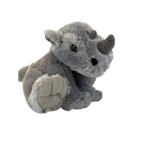 Africa's Legends Rhino 8" Plush Stuffed Animal Toy Grey Big Feet